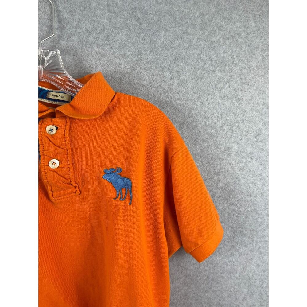 Abercrombie & Fitch Muscle Polo Shirt Youth L Orange Short Sleeve Preppy - Picture 3 of 9